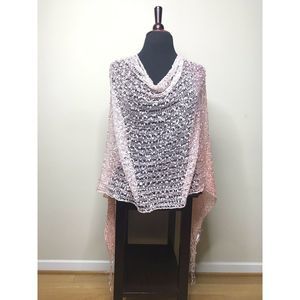 Poncho Wrap Shawl Italian Knit Lace Pink 1Size NEW